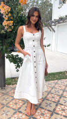 Indigo Midi Dress - White Denim
