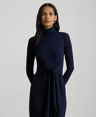 Lauren Ralph Lauren Women's Tie-Front Turtle Neck Dress