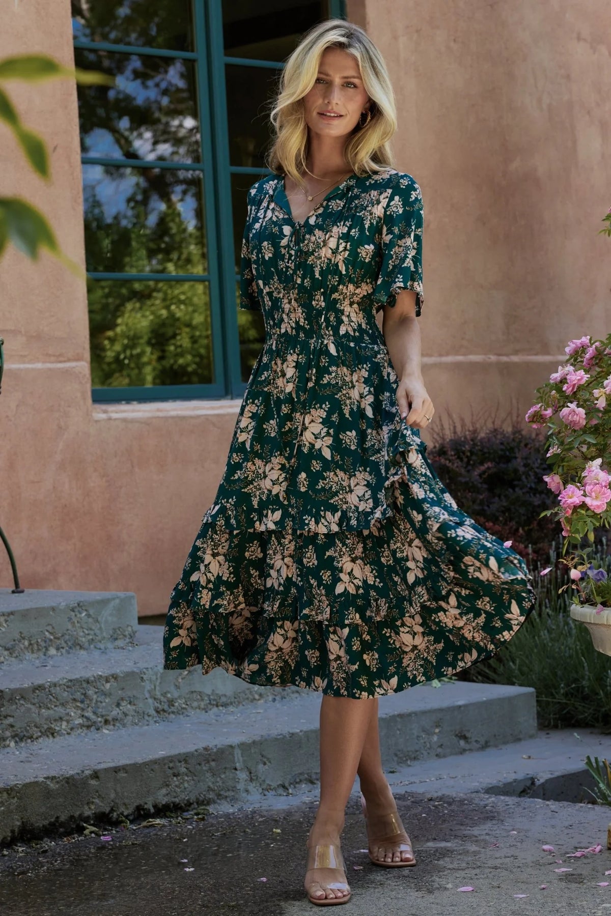 Spell Boho Midi Dress | Topaz + Blush Floral